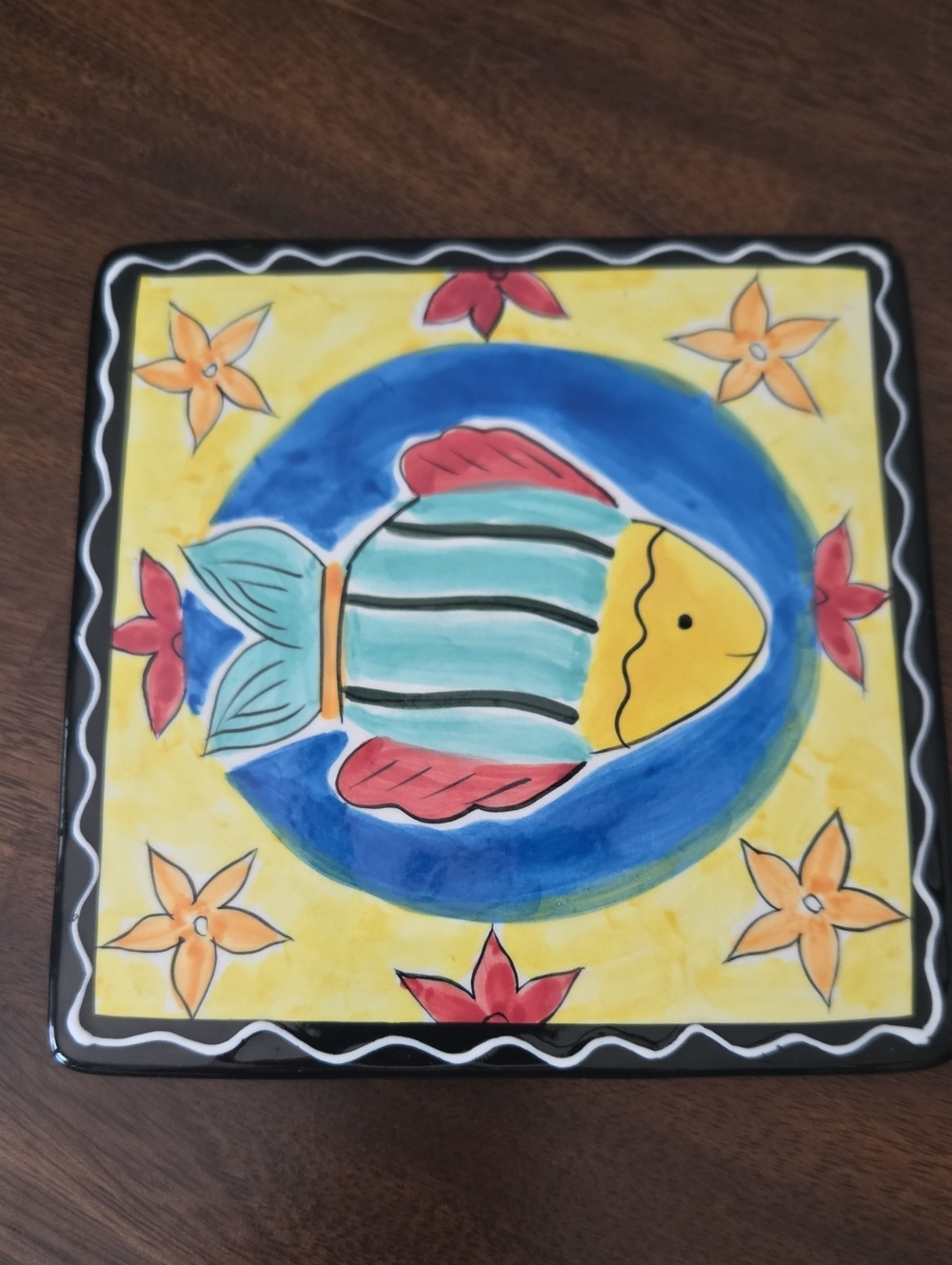 Vintage Hausenware Ceramic Fish Trivet Tile - Mary Jane Mitchell